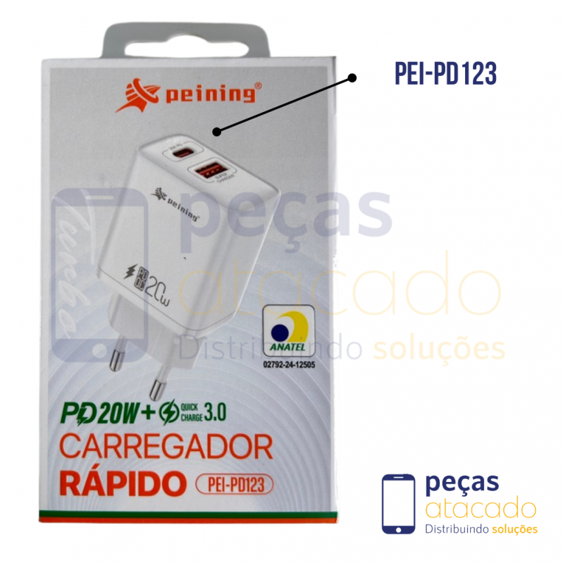 FONTE PEINING DUAS SAIDAS USB | TIPOC PD 20W 3.0 (PEI-PD123)