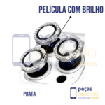 PELICULA DE CAMERA IPHONE 16 PRO | 16 PRO MAX COM BRILHO PRATA (KIT)