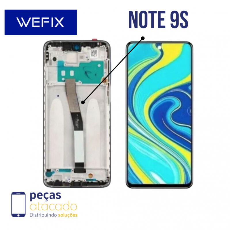 S-0174 FRONTAL XIAOMI NOTE 9S (M2003J6A1G) 9 PRO (M2003J6B2G) COM ARO AZUL WEFIX LCD IPS