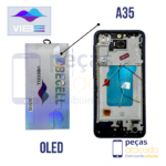 S-0933 FRONTAL SAMSUNG A35 (SM-A356) COM ARO AZUL ESCURO VIBE OLED