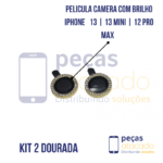 PELICULA DE CAMERA IPHONE 13 | 13 MINI | 12 PRO MAX COM BRILHO DOURADA (KIT)