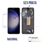 S-0988 FRONTAL SAMSUNG S23 (S911) COM ARO PRATA NACIONAL AMOLED