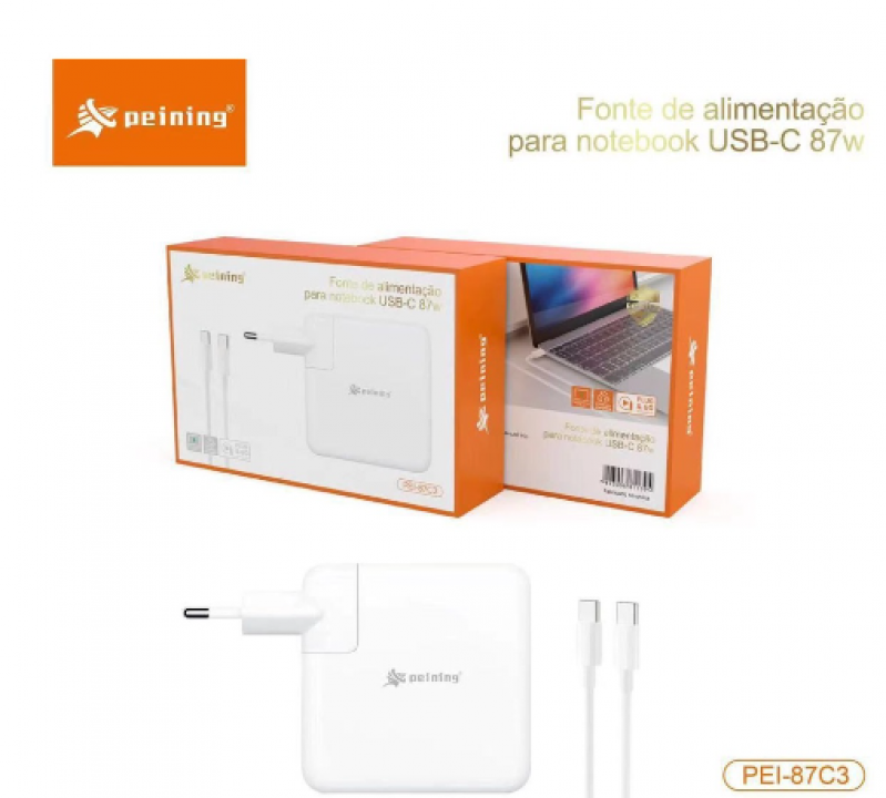 FONTE MACBOOK PEINING 87W TIPOC PARA TIPOC (PEI-87C3)