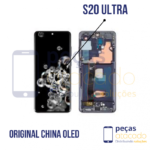 S-1031 FRONTAL SAMSUNG S20 ULTRA  COM ARO PRETO ORIGINAL CHINA OLED