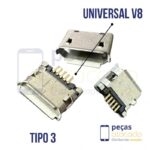 C-0060 CONECTOR DE CARGA UNIVERSAL TABLET DL | CAIXA DE SOM V8 (TIPO 3)