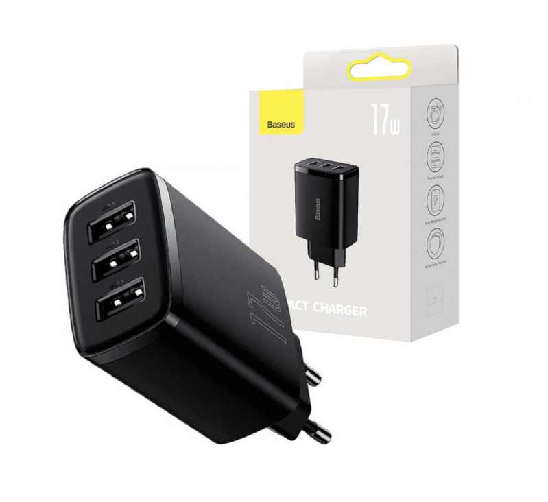 FONTE BASEUS COMPACT 3U 17W PRETO (70401)
