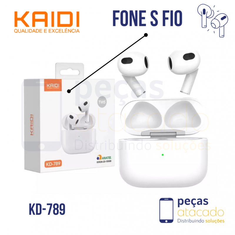 FONE DE OUVIDO SEM FIO KAIDI KD-789