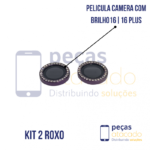 PELICULA DE CAMERA IPHONE 16 | 16 PLUS COM BRILHO ROXA (KIT)