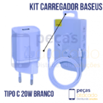 KIT CARREGADOR BASEUS LIGHTNING SUPER SI 20W BRANCO