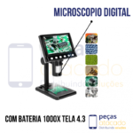 MICROSCOPIO DIGITAL COM BATERIA 1000X TELA 4.3