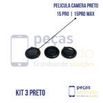 PELICULA DE CAMERA IPHONE 15 PRO | 15 PRO MAX PRETO (KIT)