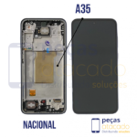 S-0951 FRONTAL SAMSUNG A35 (SM-A356) COM ARO AZUL ESCURO ORIGINAL NACIONAL OLED