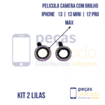 PELICULA DE CAMERA IPHONE 13 | 13 MINI | 12 PRO MAX COM BRILHO LILAS (KIT)