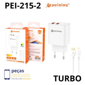 KIT CARREGADOR PEINING DUAS SAIDAS TIPO C 3.6A PEI-215-3