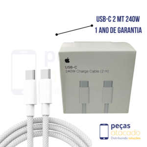CABO 1 LINHA APPLE USB-C 240W 2 METROS (A2794) (1 ANO DE GARANTIA)