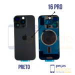 N-0087 TAMPA TRASEIRA COM SUPORTE E IMÃ IPHONE 16 PRO TITÂNIO PRETO