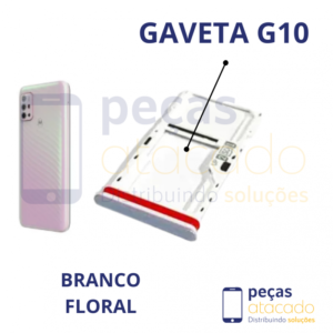 CH-0005 GAVETA DE CHIP MOTOROLA MOTO G10 BRANCO FLORAL