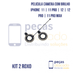 PELICULA DE CAMERA IPHONE 11 | 11 PRO | 12 | 12 PRO | 11 PRO MAX COM BRILHO ROXA (KIT)