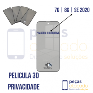 P-0370 PELICULA IPHONE 7G | 8G | SE 2020 3D PRIVACIDADE (Preto)